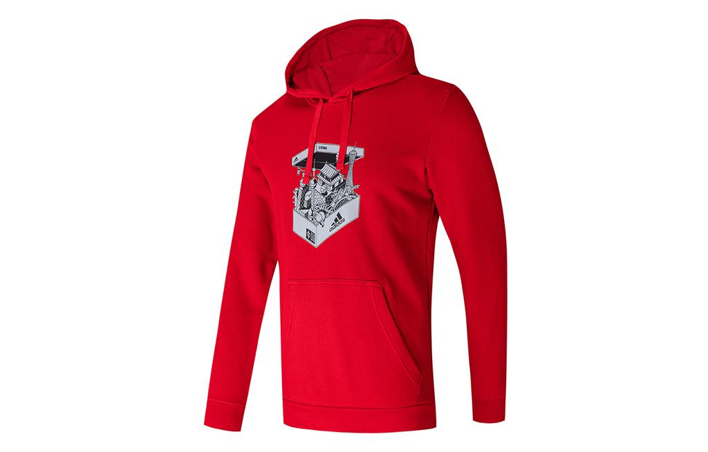 Adidas Sweatshirts Men's Red Hooded Moderate Regular GS7693