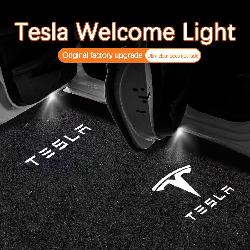 For Tesla Model 3 Model Y Puddle Lights Logo Model 3&y Welcome Light Door Lights Set Door Step Ghost Light Model Y/3/S/X