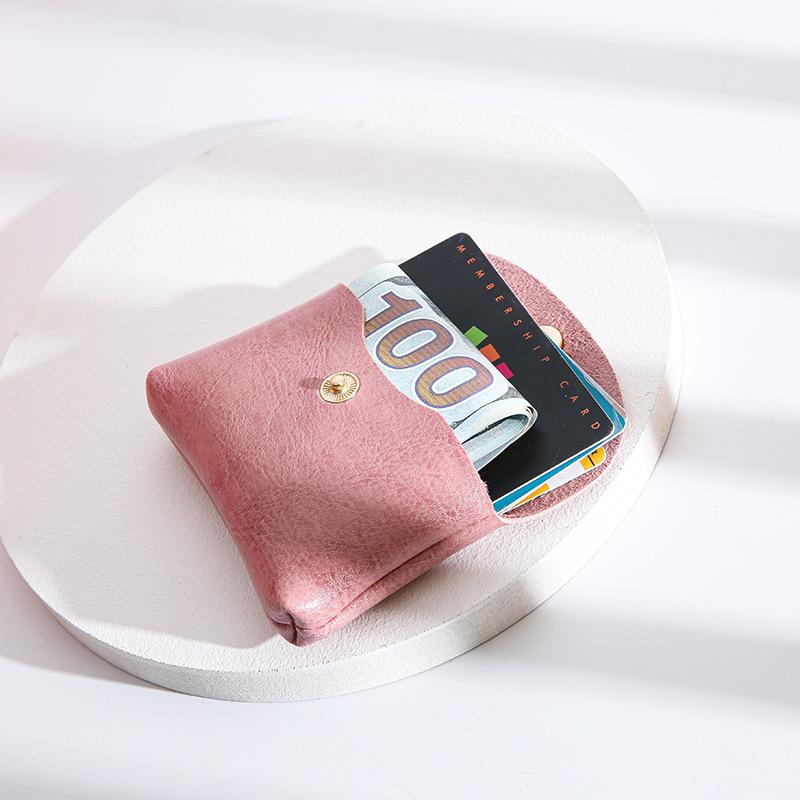 Simple Cute Coin Purse Portable Mini Data Cable Headphone Credit Card Mobile Phone Data Cable Key Organizing Bag Leather Wallet