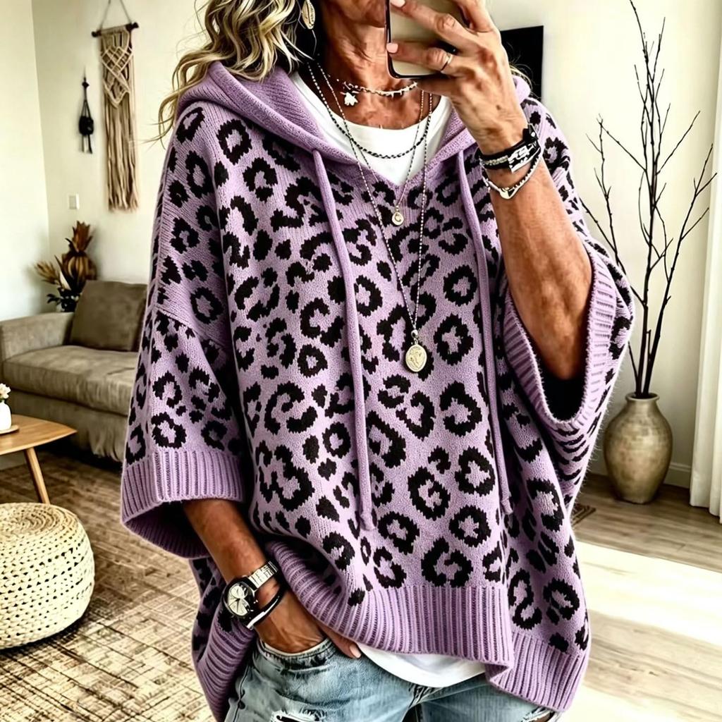 Sweat à capuche à cordon imprimé léopard pour femme Coupe ample Sweat-shirt décontracté