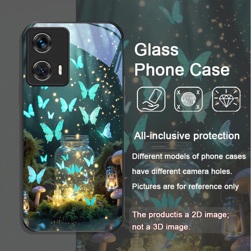 Beautiful Forest Butterfly Book Printed Tempered Glass Phone Case for Motorola Moto G85 G84 G75 Edge 50 Fusion 40Neo 30Pro Cover