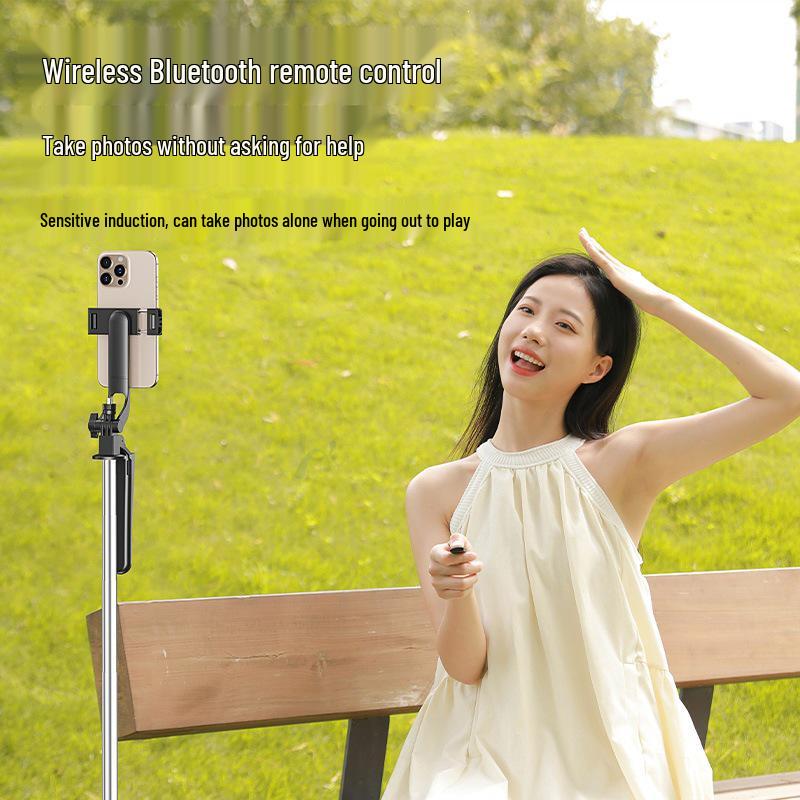 1.8m Bluetooth Selfie Stick Tripod with Gimbal, Charger & Live Streaming Mount for Outdoor Floor Phone Use