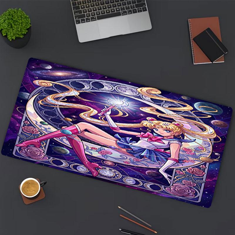Sailor Moon Aufdruck Mauspads, für Tastaturpad Laptop PC Matte für Büro Heimgebrauch, Schreibtischdekoration, Perfektes Geburtstagsgeschenk für Gamer