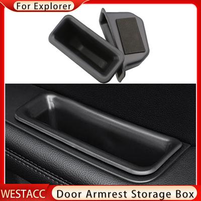 2Pcs/set ABS Car Door Armrest Storage Box for Ford Explorer 2011 - 2022 Door Handle Boxes Case Holder Container