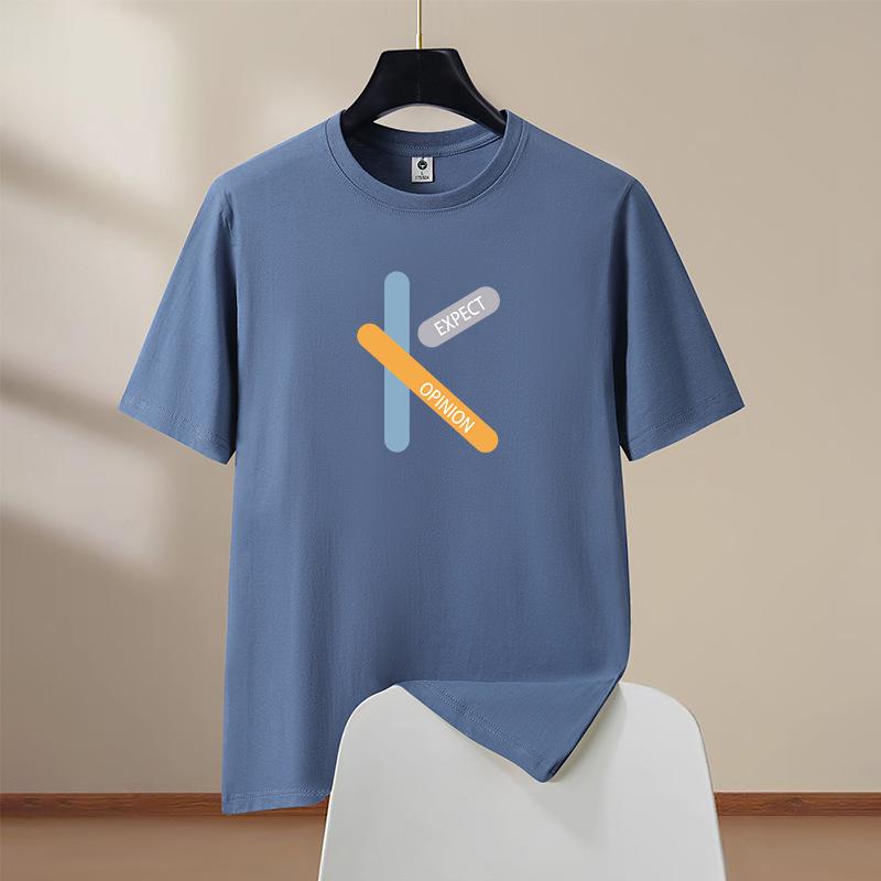 K Mens 100% Cotton Short Sleeve T-Shirt Oversized Round Neck Casual Tee