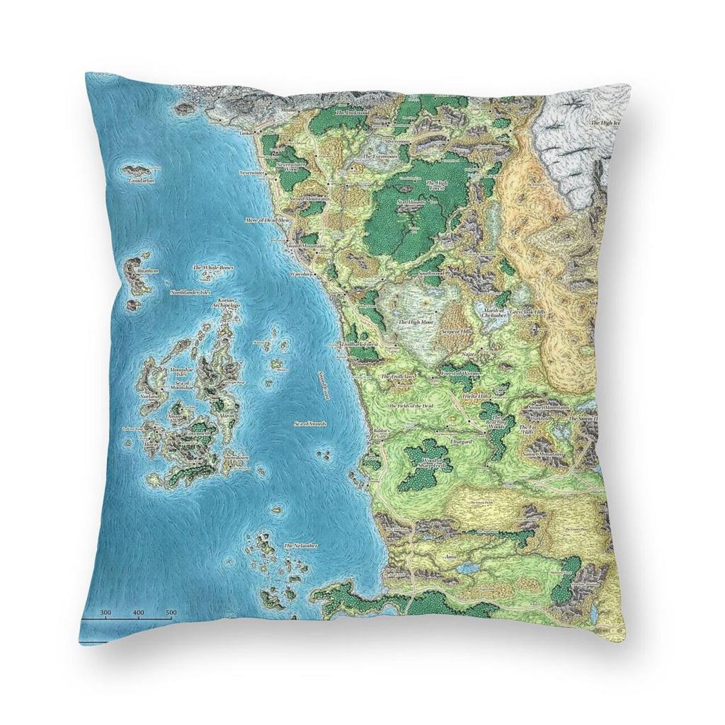 Forgotten Realms Faern Map Square Pillowcase Polyester Linen Velvet Creative Zip Decor Car Cushion Cover