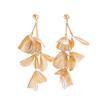 Metal Texture Three-Dimensional Ginkgo Leaf Stud Earrings For Women, Sweet And Cool Flower Imitation Pearl Fringed Earrings.