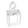 Coiffeuse Versa Diva avec miroir et tiroirs - Blanc - Bois et miroir - Style classique - 142x40x80cm