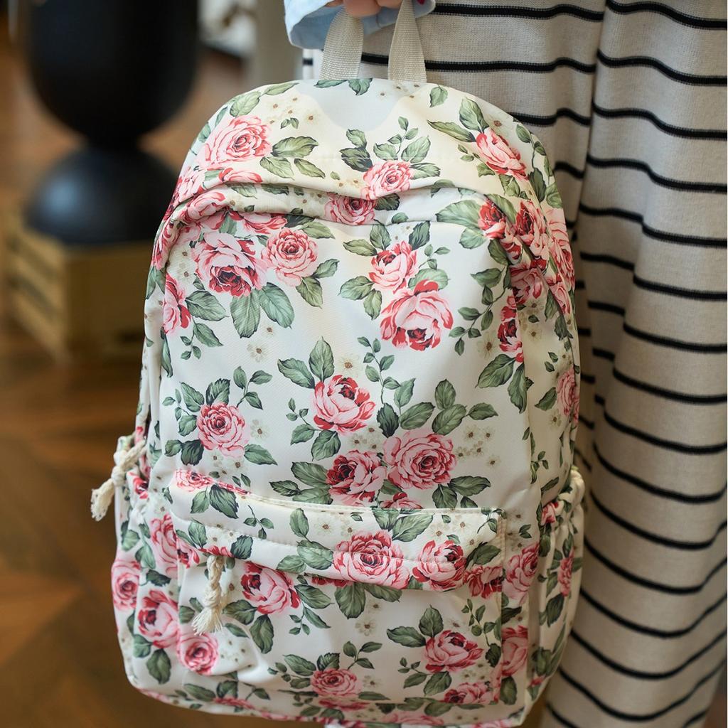 Schoolbag high school female student backpack cute little flower girl casual simple high value large capacity trendy junior high school student 