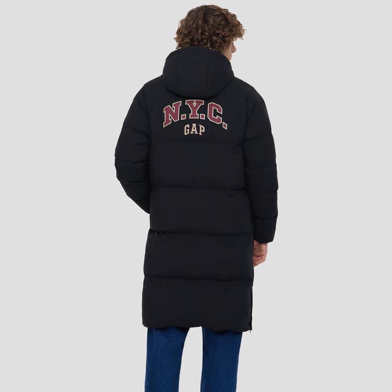 GAP Autumn Logo Hooded Windproof Long Down Jacket