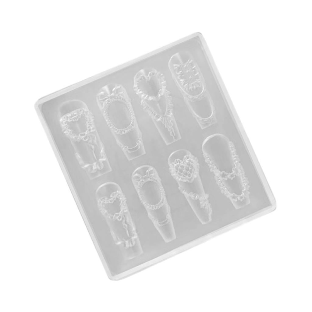 Flexible Silikon Nageldekor Form Filigrane Geschnitzte Muster Creme Rüschen Schleifen Bastelwerkzeug Resin Schmuckherstellung