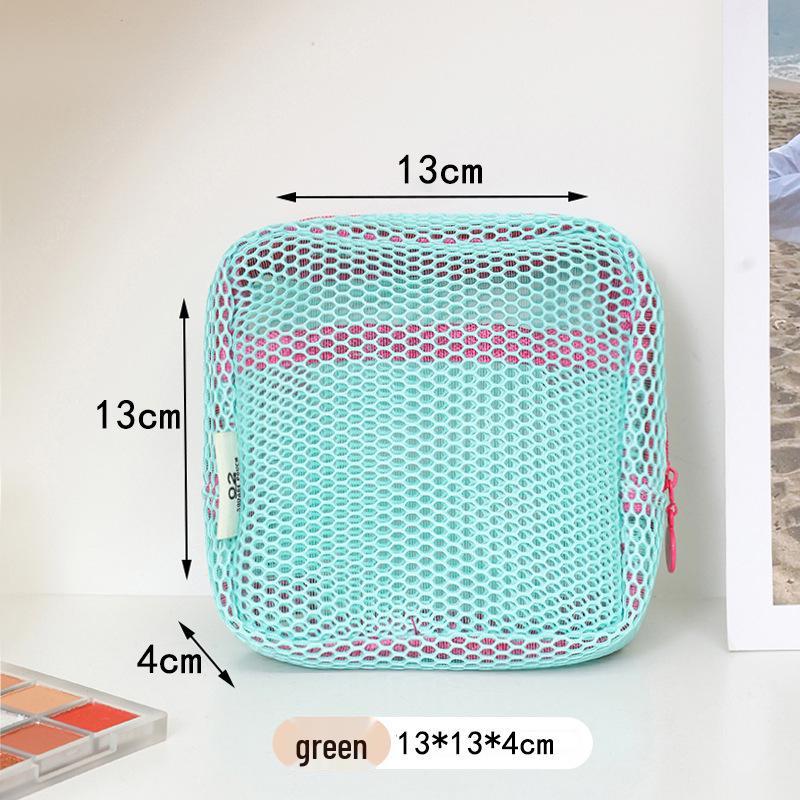 Dopamine Mesh Tofu Bag - Women's Large-Capacity Cosmetic Case & Mini Coin Purse
