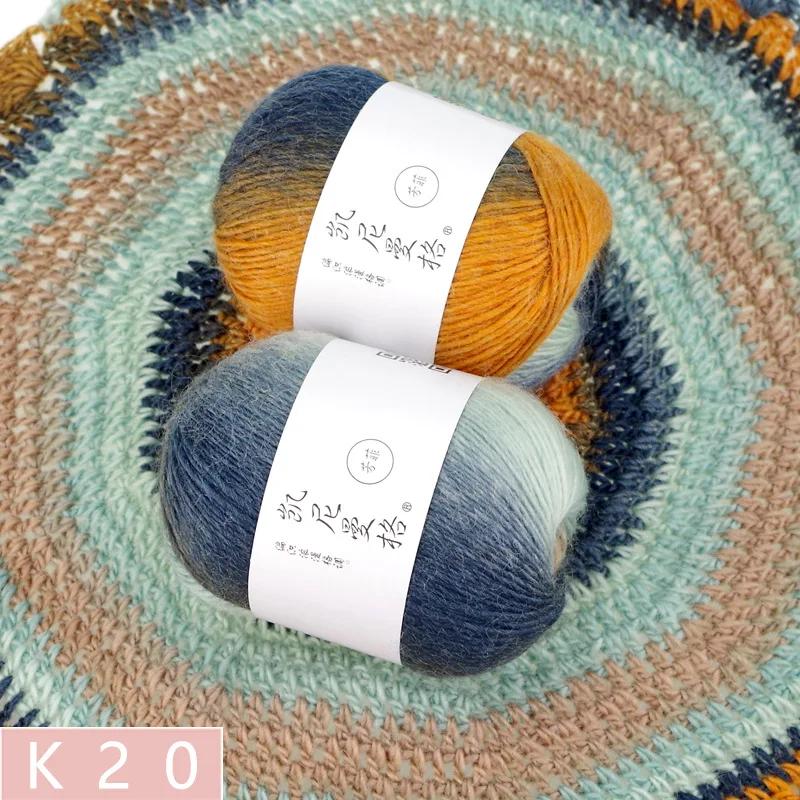 50g/Knäuel Regenbogen Baumwollgarn und Leinen Farbverlauf Handhäkeln Langabschnitt gefärbt Hand DIY Häkeln Schal Schal Zopfgarn Faden