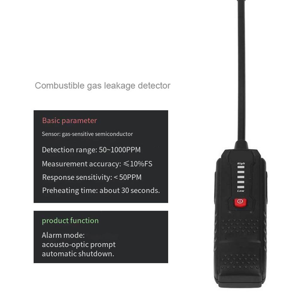 HT66 Gas Leak Detector 50-1000PPM Audible Visual Alarm Sniffer For Home RV Industrial Safety Testing Tool