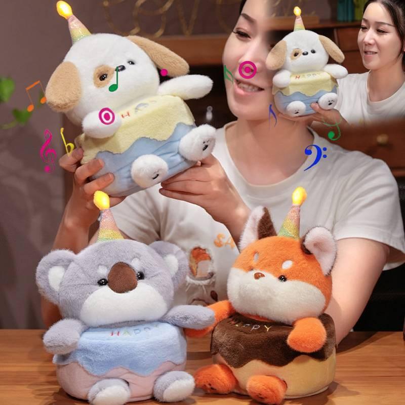Dog Cute Cartoon Koala Fox Can Sing Birthday Cake Stuffed Toy Gift Children