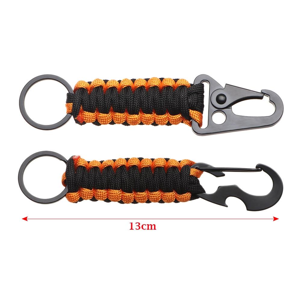 Anello portachiavi esterno Moschettone da campeggio Corda militare Paracord Corda Kit di sopravvivenza da campeggio Strumenti apribottiglie con nodo di emergenza