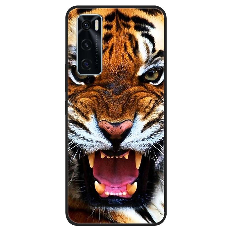 For Vivo V20 SE Case V20SE Silicone Cat Painted Soft Black Cover for VivoV20 V20SE V2022 V2023 Cover TPU Coque Protective Capa