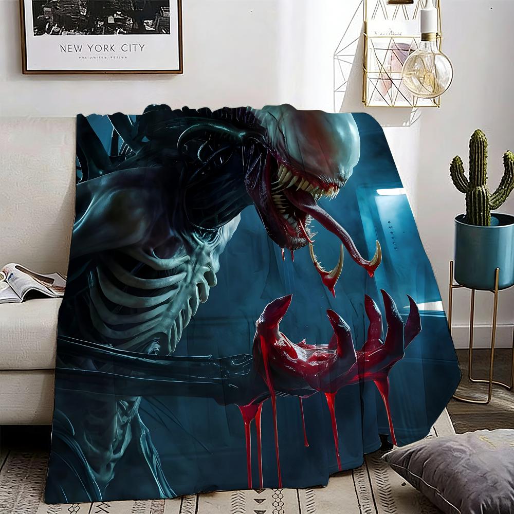 Classic Alien Film Space Horror Movie Throw Lightweight 240g Flannel Blanket Soft Skin-friendly for Summer Cooling 75X95CM