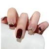 Pure Handmade Phototherapy Manicure Bordeaux Red Wear Nail Finished Cat Eye Nail Patch Showing Whiteness