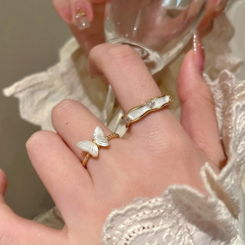 Zircon Drop Oil Round Open Ring Fashionable Light Luxury Exquisite Index Finger Ring Niche Versatile High-end Jewelry
