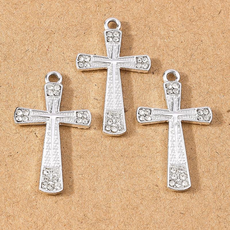 10pcs 24*11mm Crystal Rhinestone Cross Charms Pendants for Necklace Earrings DIY Handmade Jewelry Making Accessories