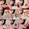 2025 New Year Red Velvet Pearl Earrings: Retro Hong Kong Style Whitening Studs for Women