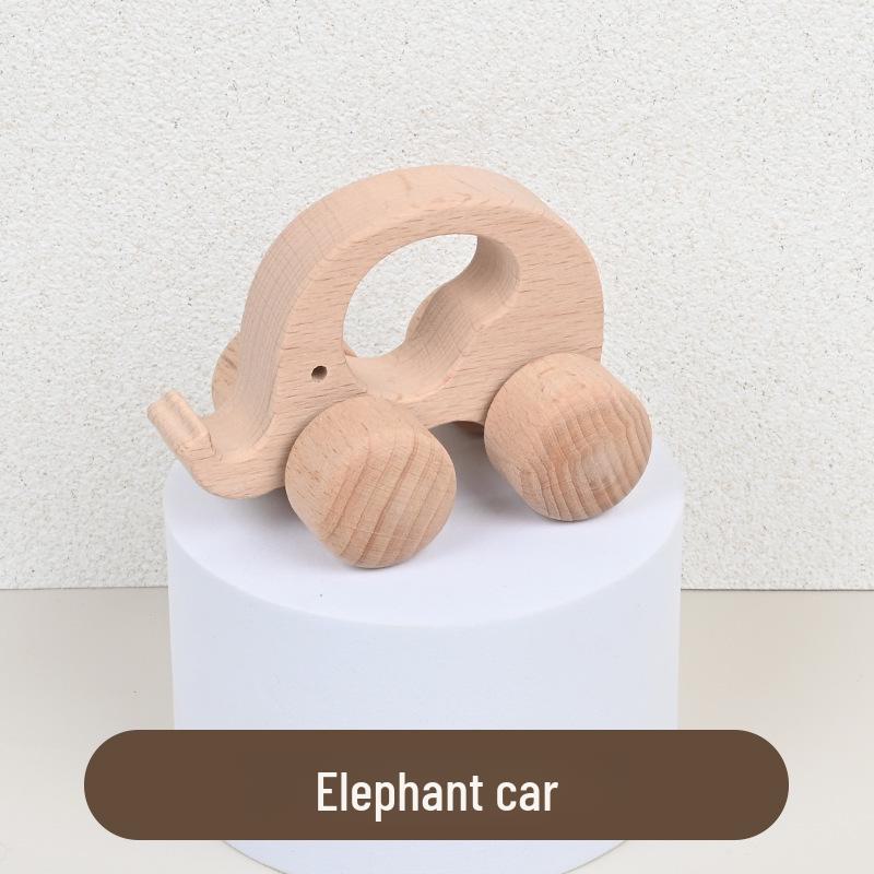 Eco-Friendly Beech Wood Toy Car - Natural Finish, Safe for Kids' Education