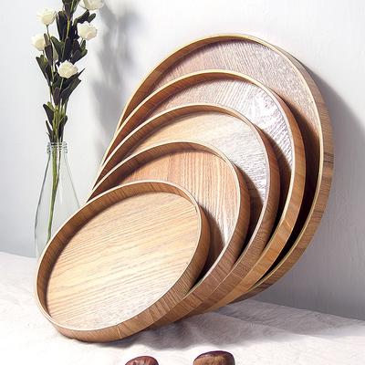 Japanese Style Round Tray Food Serving Plate Wood Snack Deseert Plate Teaboard for Home  WF