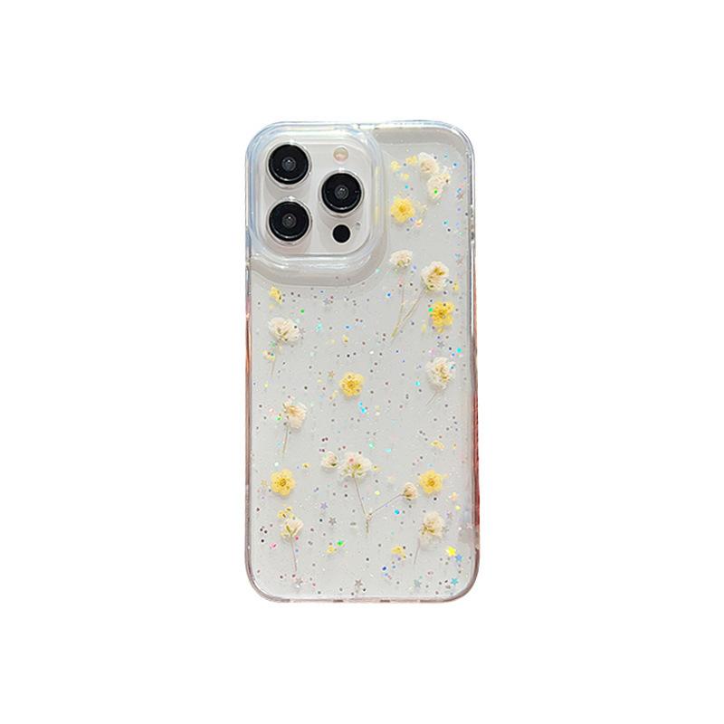 Real Flower Glue Phone Case for IPhone17promax Glitter for Apple 16pro Japanese Ins Small Fresh 15