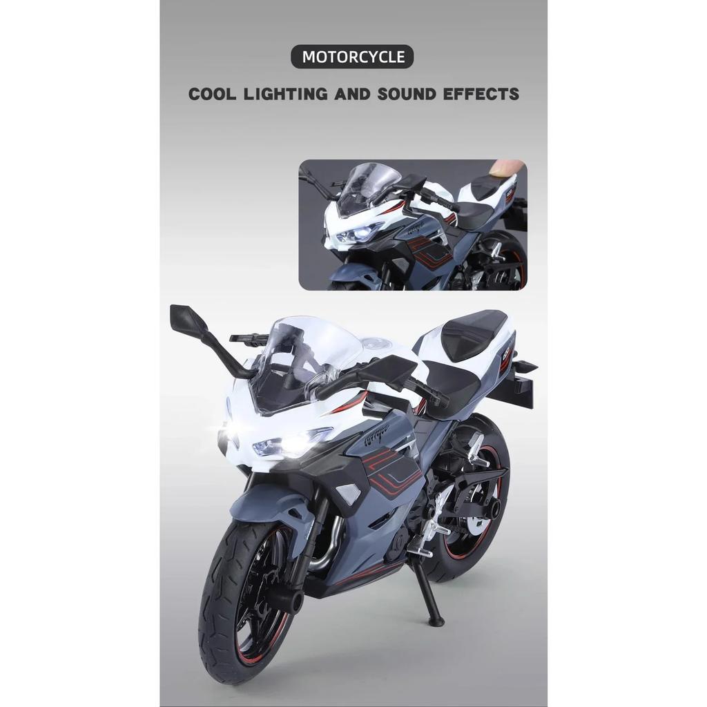 1/12 Kawasaki Ninja 400 Alloy Diecast Motorcycle Model Vehicle Collection Sound & Light Off Road Autocycle Toy Car Model
