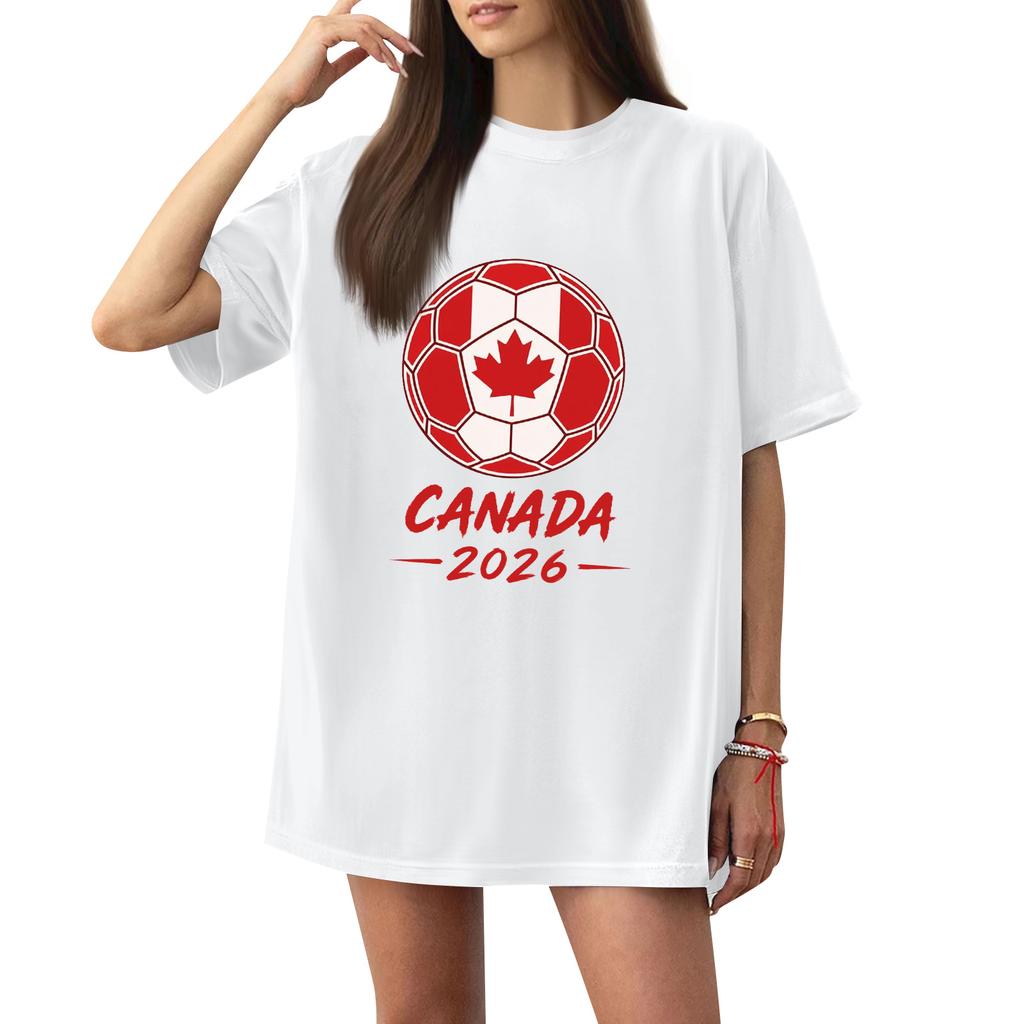 Women's Fashion Short Sleeve Soccer Print T-Shirt