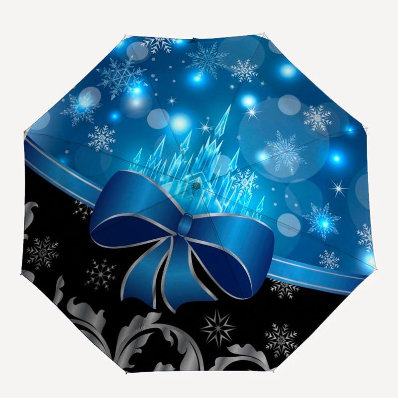 

1pc Christmas, Winter Wonderland, Frozen Castle Umbrella with Plastic Handle,Compact & Stylish,Suitable for All Seasons YS331095