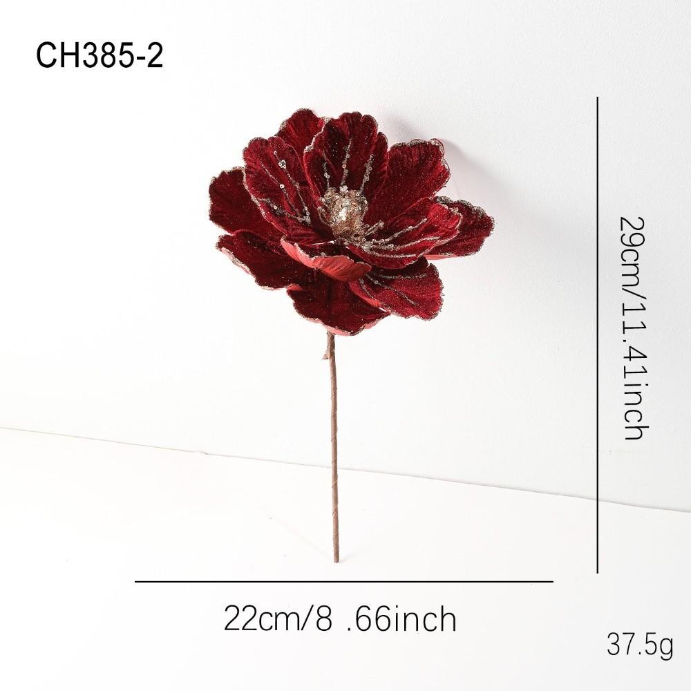 

New 22CM Artificial Poinsettia Flower Glitter Sequins Christmas Glitter Flower Sparkling Sequins Flower Home Decoration червоний