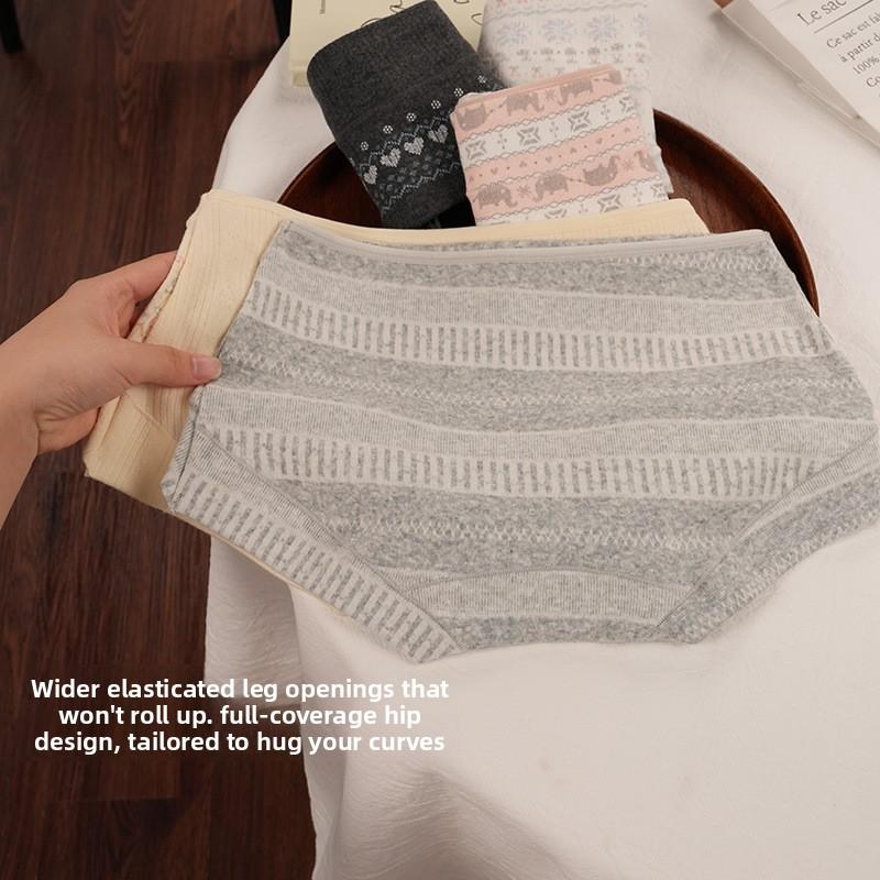 Lady's New Autumn Winter Pure Cotton 10A Anti Bacterial Extended Full Cotton Crotch Breathable Flat Front Underwear