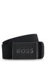 [BOSS] Italian Leather Belt with Logo Plate Buckle, Men's, Size 95, Black