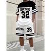Summer Men's Casual Chicago NO.32 Print Short Sleeve T-Shirt & Shorts Set Round Neck Short Sleeved Women's T-shirt Shorts Set