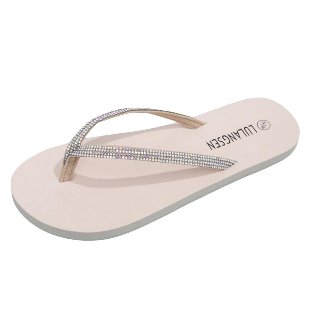 Flip Flop Damen Sommer Damen T-String Glänzend Strass Flache Hausschuhe Für Lässige Freizeitkleidung Strand Flip Flops Pantoufles Femme