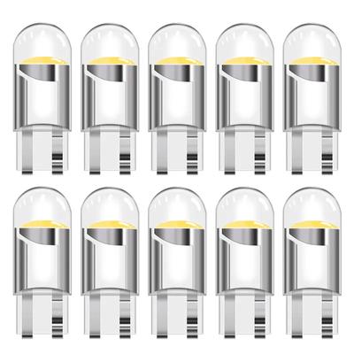 10 sztuk T10 W5W COB LED żarówki samochodowe klinowe światła postojowe lampy tablicy rejestracyjnej samochodowe światła do czytania kopułkowe 12V uniwersalne