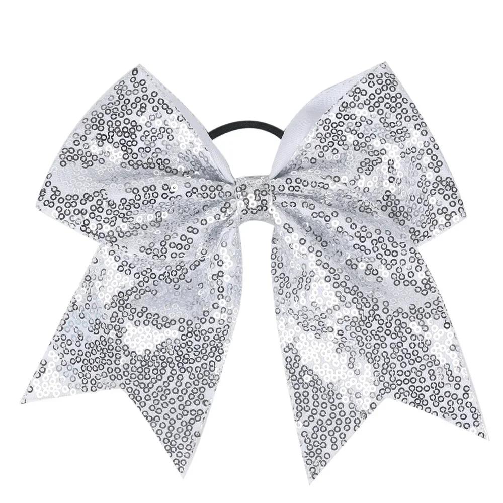 

1 PCS Bling Glitter Sequins Pigtail Bows for Kids Large Sparkly Cheerleading Bowknot Ponytail Holder Girls Elastic Hair Ties