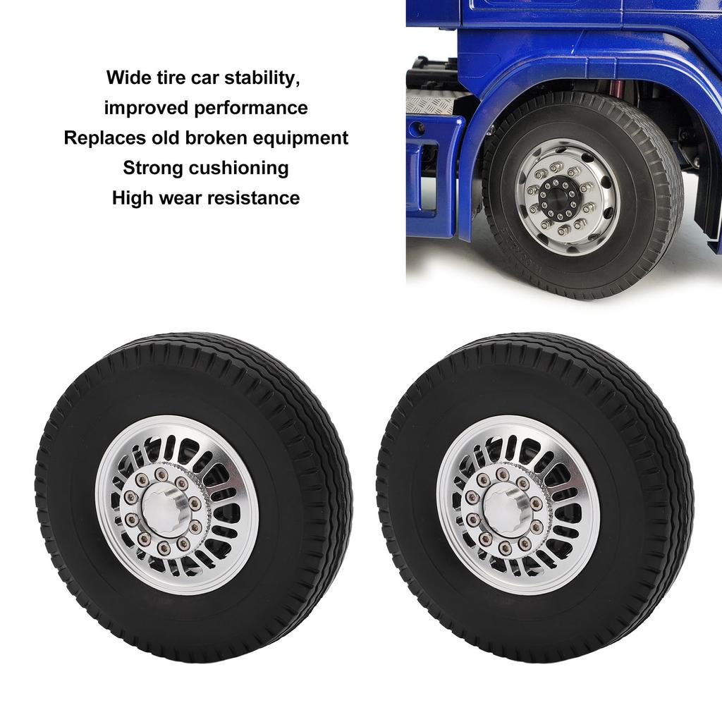 2 PCS RC Car Tires Wheels Strong Cushioning Better Grip Improved Performance RC Car Accessories for 1:14 Dump Truck