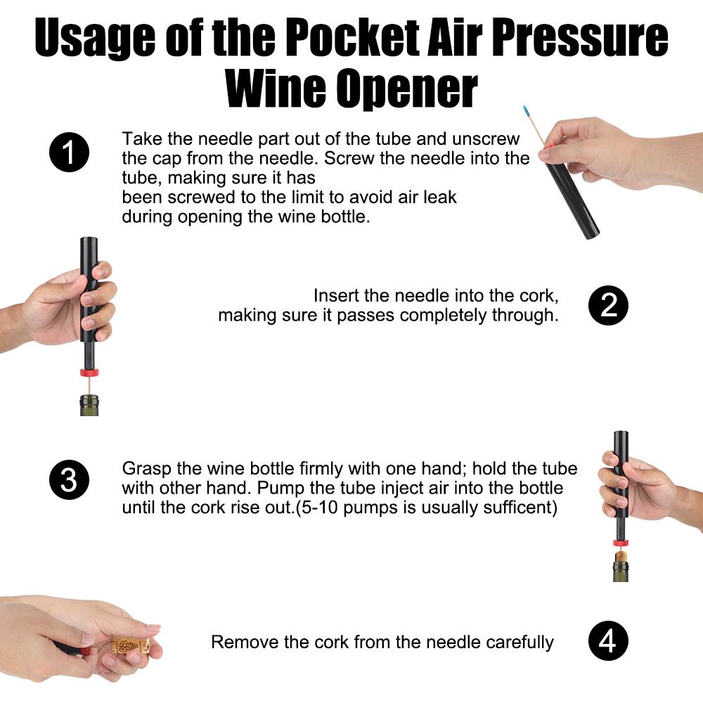 Air Pressure Vacuum Wine Stopper for Red Wine Foil Cutter Wine Opener Wine Lovers Pin Type Cork Out Tool 4 Pcs/Set Wine Pourer Bar Accessories