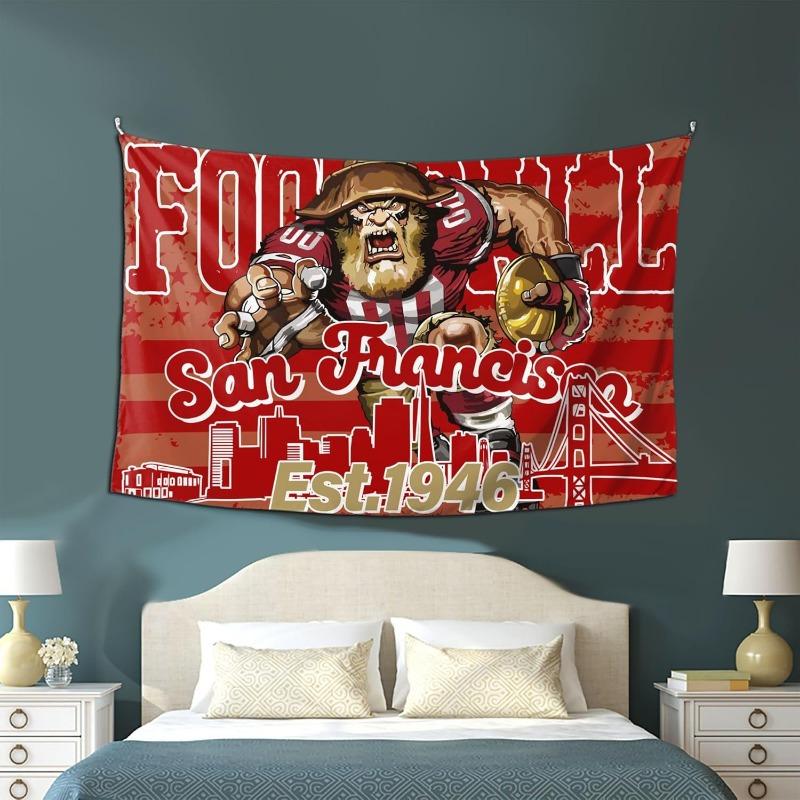 San Francisco 49ers Tapestry American Football Cartoon Decoration Fans Sports Style Boys Wall Room Decoration 100X70CM
