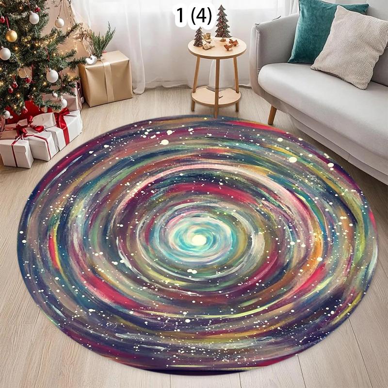 

Galaxy Vortex & Heart Oil Painting Round Area Rug Soft Non-slip Decorative Carpet Artistic Floor Mat for Living Room Bedroom 80cm x 80cm