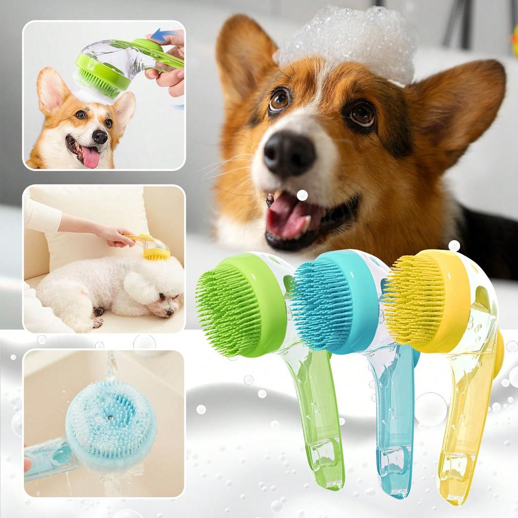 1PC Dog, Cat, Pet, Long Handle, Bath, Hair Wash, Comb, Hair Wash, Brush, Hair Catcher, Liquid Dispen