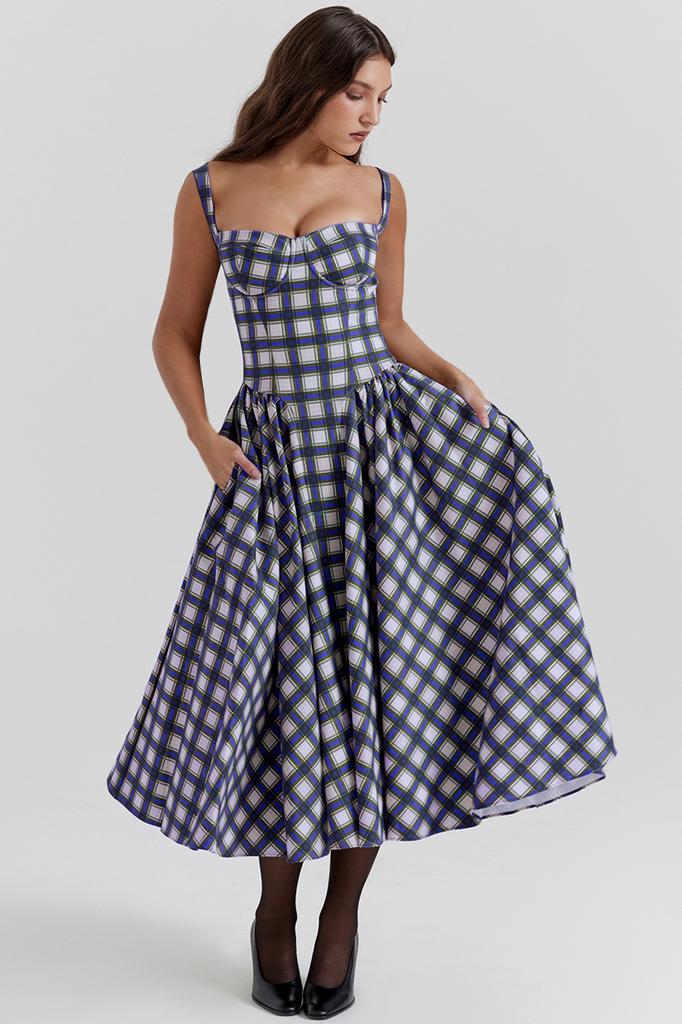 Summer skirt new retro long dress court style dopamine wear suspender dress women