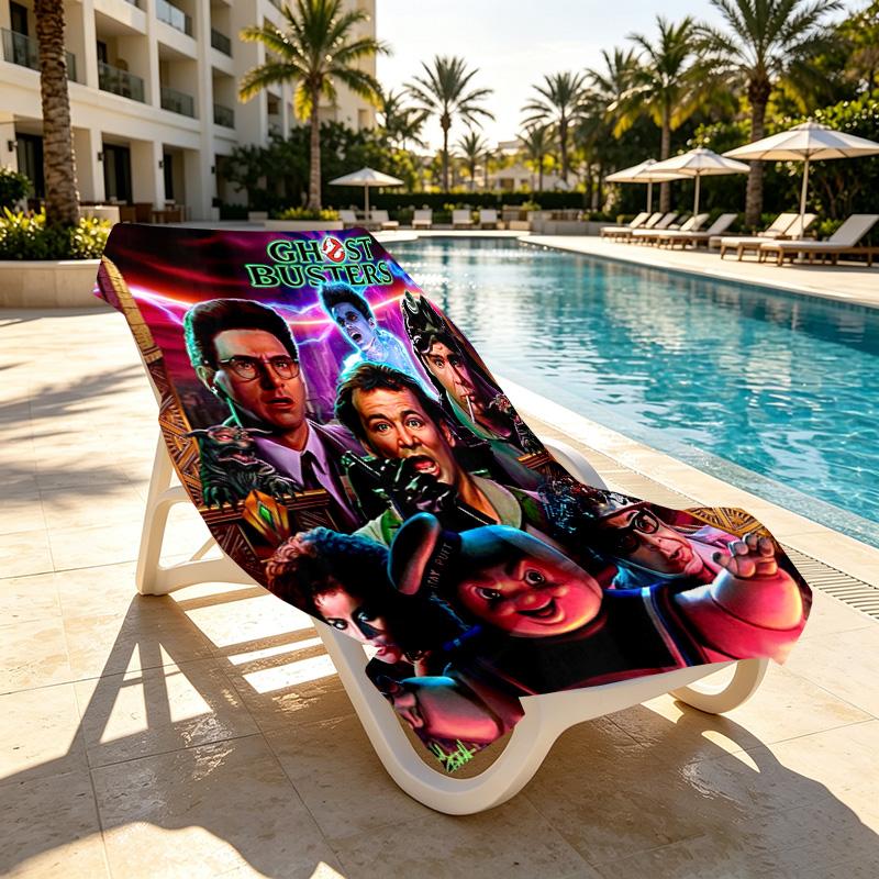 Ghostbusters Print Beach Towel Design, Soft, Lightweight. for Home Bathroom, Spa, Pool, Yoga, Surfing, Camping, Gift for Family, Friend