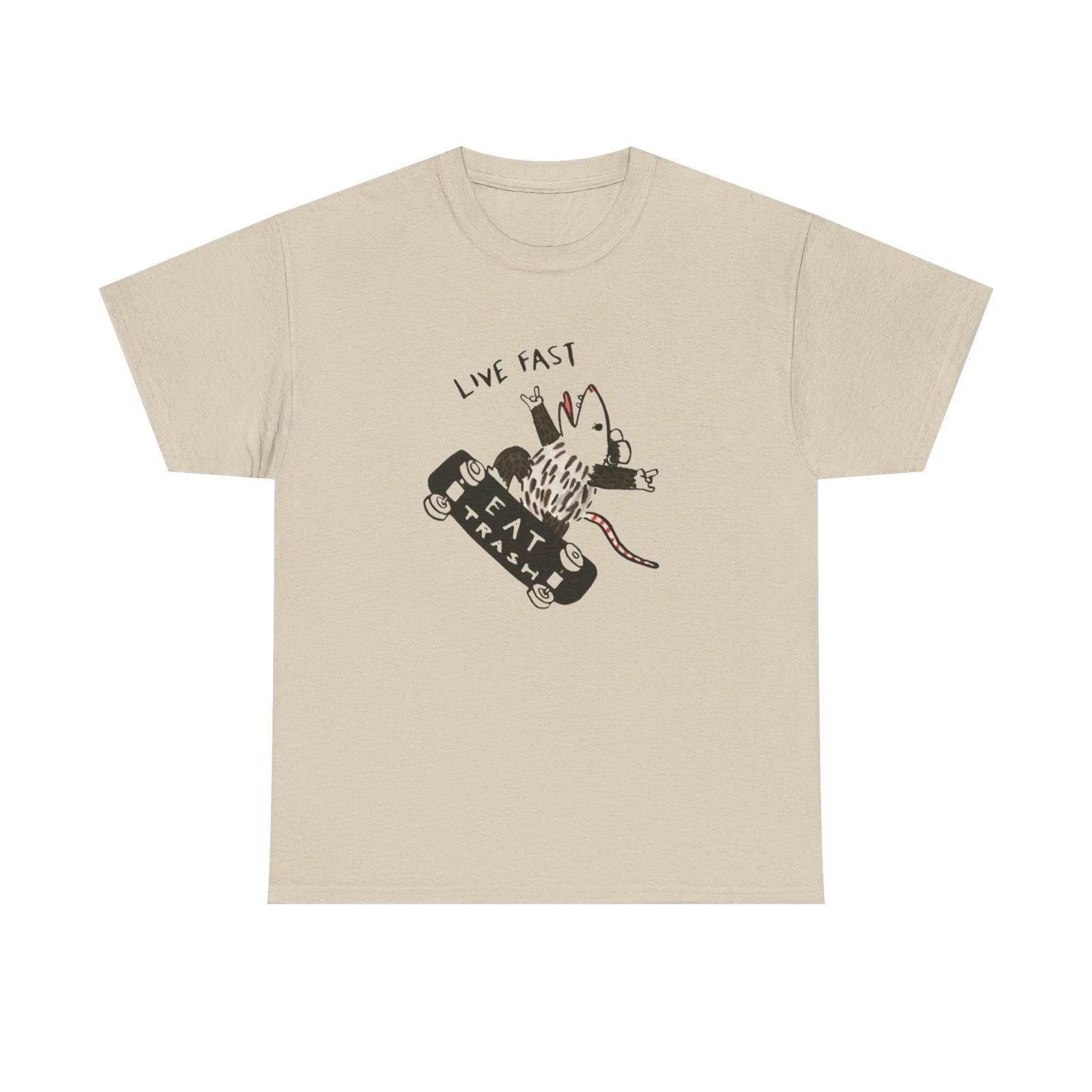 Live Fast Eat Trash Graphic T Shirt Unisex Heavy Cotton Tee XL