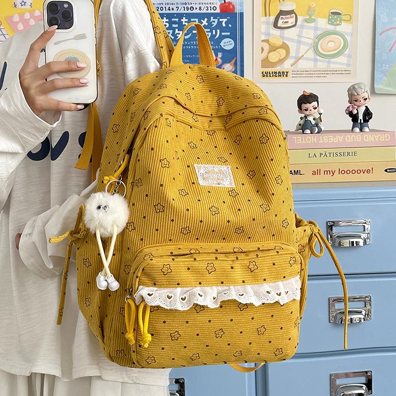 Schoolbag New Backpack Female Korean Version Ins Literary Small Fresh Wind Junior High School Student Backpack Large Capacity Casual Backpack