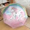 1PC Unicorn Rainbow Pattern Small Travel Compact Windproof Umbrella, Automatic Folding Umbrella, Automatic Open/Close ,Gift-148