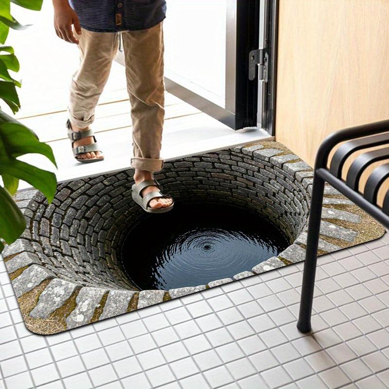 Vortex Well Mat: A Stunning Optical Illusion for Your Entrance | Unique Floor Mats | 3D Graphic Designs Skid resistant carpet